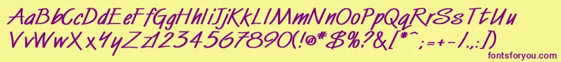 フォントWindmillBold – 紫色のフォント、黄色の背景