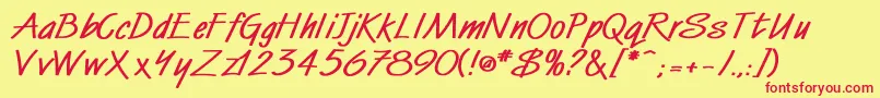 WindmillBold-fontti – punaiset fontit keltaisella taustalla