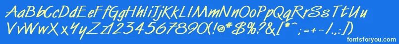 フォントWindmillBold – 黄色の文字、青い背景