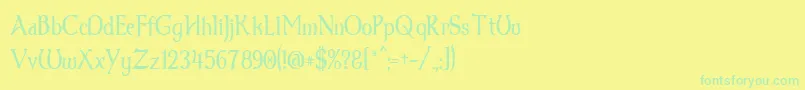 Dumbledor1Thin-Schriftart – Grüne Schriften auf gelbem Hintergrund
