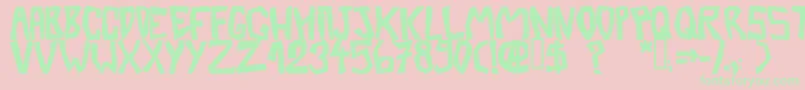 BarberatwistedOpaque-Schriftart – Grüne Schriften auf rosa Hintergrund