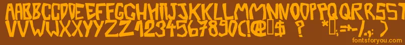 フォントBarberatwistedOpaque – オレンジ色の文字が茶色の背景にあります。