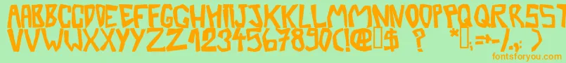 BarberatwistedOpaque-Schriftart – Orangefarbene Schriften auf grünem Hintergrund