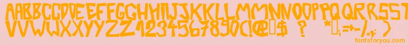 BarberatwistedOpaque-Schriftart – Orangefarbene Schriften auf rosa Hintergrund