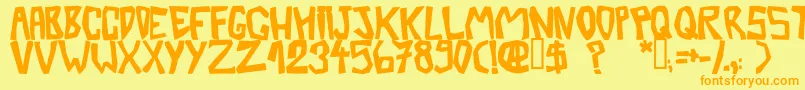 フォントBarberatwistedOpaque – オレンジの文字が黄色の背景にあります。