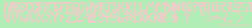 BarberatwistedOpaque-fontti – vaaleanpunaiset fontit vihreällä taustalla