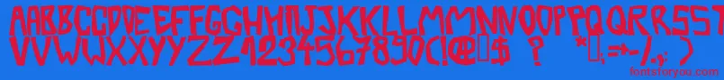 フォントBarberatwistedOpaque – 赤い文字の青い背景