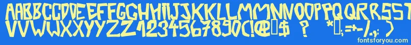 BarberatwistedOpaque-fontti – keltaiset fontit sinisellä taustalla