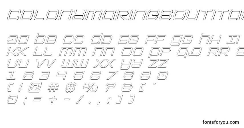Czcionka Colonymarinesoutital – alfabet, cyfry, specjalne znaki