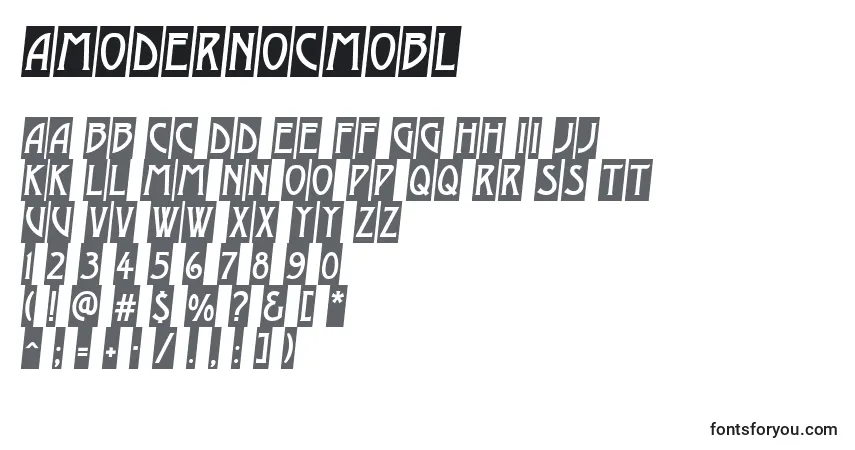 A fonte AModernocmobl – alfabeto, números, caracteres especiais