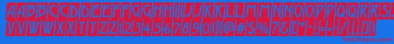 AModernocmobl Font – Red Fonts on Blue Background