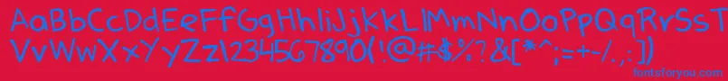 DenneSSummer-Schriftart – Blaue Schriften auf rotem Hintergrund