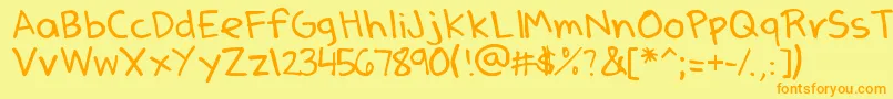 DenneSSummer-fontti – oranssit fontit keltaisella taustalla
