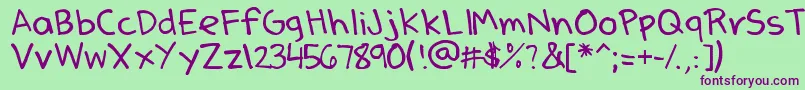 DenneSSummer-fontti – violetit fontit vihreällä taustalla