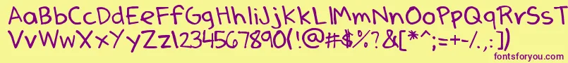 DenneSSummer-fontti – violetit fontit keltaisella taustalla