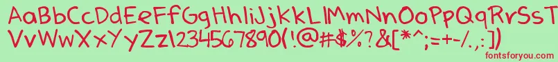 DenneSSummer-fontti – punaiset fontit vihreällä taustalla