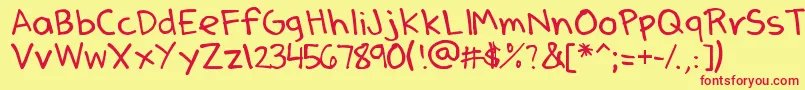 DenneSSummer-Schriftart – Rote Schriften auf gelbem Hintergrund