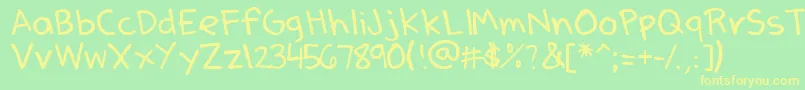DenneSSummer-fontti – keltaiset fontit vihreällä taustalla