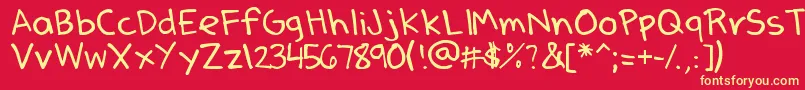 DenneSSummer-fontti – keltaiset fontit punaisella taustalla