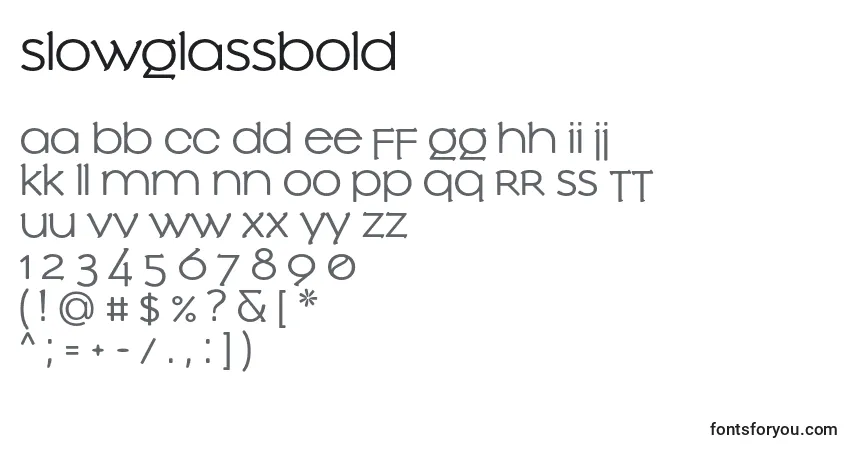 Schriftart SlowglassBold – Alphabet, Zahlen, spezielle Symbole