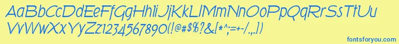 TorkItalic Font – Blue Fonts on Yellow Background