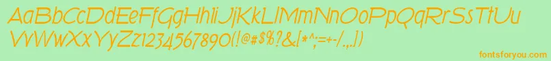 TorkItalic Font – Orange Fonts on Green Background