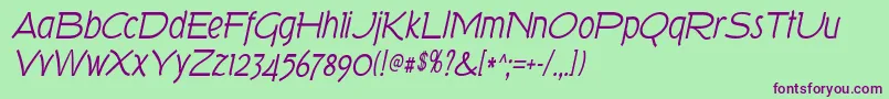 TorkItalic Font – Purple Fonts on Green Background