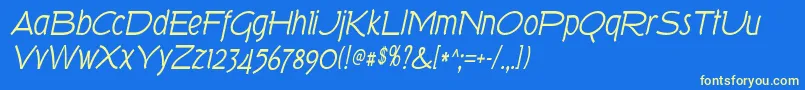 TorkItalic Font – Yellow Fonts on Blue Background