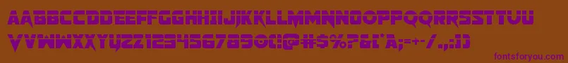 Pistoleerlas2-Schriftart – Violette Schriften auf braunem Hintergrund