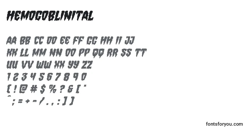 Schriftart Hemogoblinital – Alphabet, Zahlen, spezielle Symbole