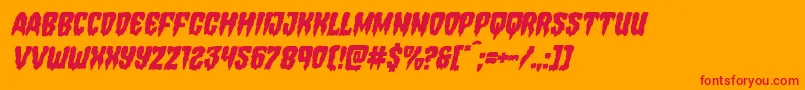 Hemogoblinital-Schriftart – Rote Schriften auf orangefarbenem Hintergrund