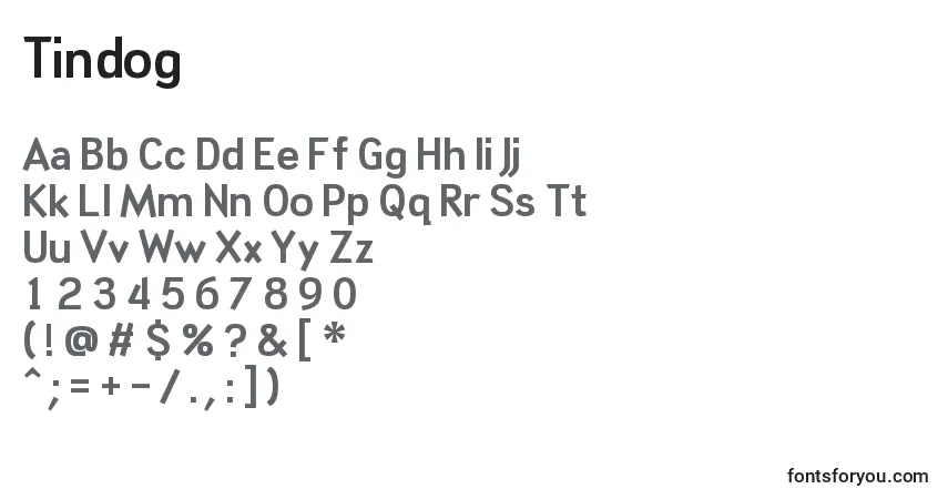 Czcionka Tindog – alfabet, cyfry, specjalne znaki