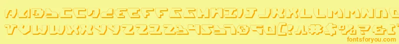 Gyrfalcon3D-Schriftart – Orangefarbene Schriften auf gelbem Hintergrund