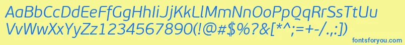 PfbeausansproLightitalic Font – Blue Fonts on Yellow Background