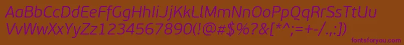 PfbeausansproLightitalic Font – Purple Fonts on Brown Background