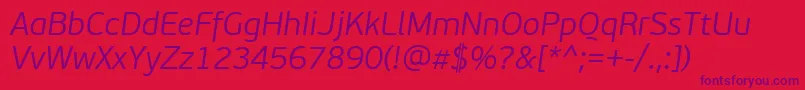 フォントPfbeausansproLightitalic – 赤い背景に紫のフォント