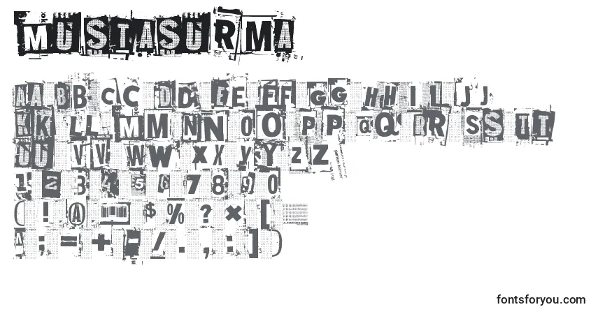 Шрифт Mustasurma – алфавит, цифры, специальные символы
