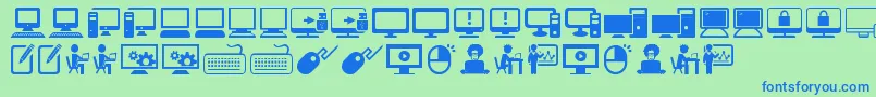 ComputerIcons-fontti – siniset fontit vihreällä taustalla