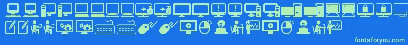 フォントComputerIcons – 青い背景に緑のフォント