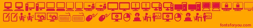ComputerIcons-fontti – punaiset fontit oranssilla taustalla
