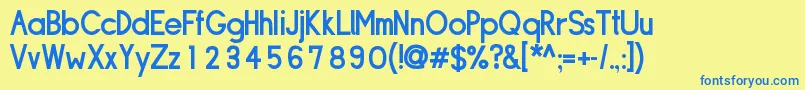 フォントSipldb – 青い文字が黄色の背景にあります。