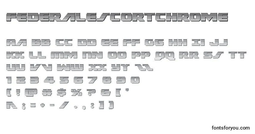 Czcionka Federalescortchrome – alfabet, cyfry, specjalne znaki