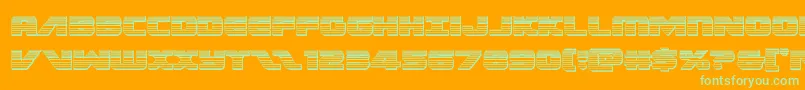 Federalescortchrome-Schriftart – Grüne Schriften auf orangefarbenem Hintergrund