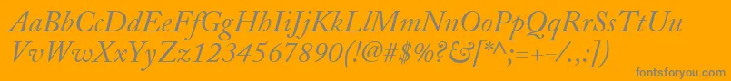 AdobeCaslonItalic-Schriftart – Graue Schriften auf orangefarbenem Hintergrund
