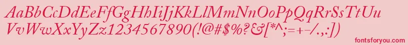 AdobeCaslonItalic Font – Red Fonts on Pink Background