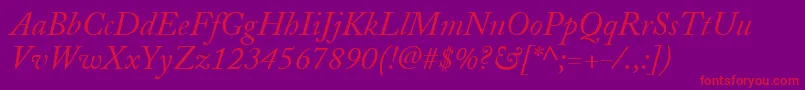 AdobeCaslonItalic Font – Red Fonts on Purple Background