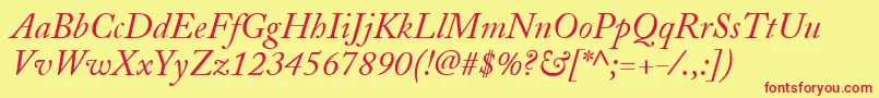 AdobeCaslonItalic Font – Red Fonts on Yellow Background