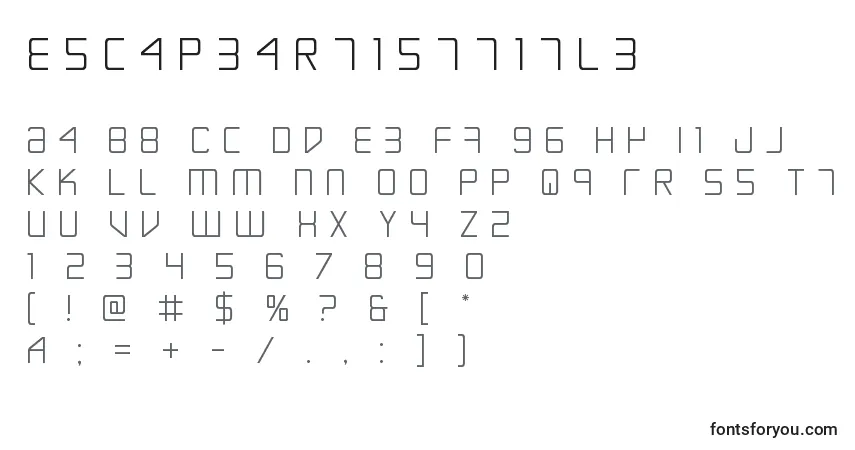 A fonte Escapeartisttitle – alfabeto, números, caracteres especiais