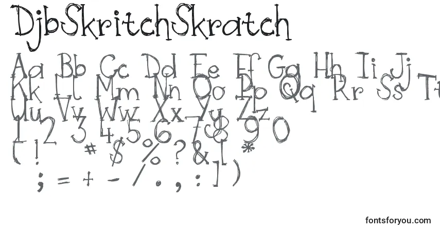 Czcionka DjbSkritchSkratch – alfabet, cyfry, specjalne znaki
