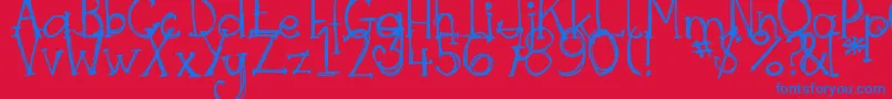 DjbSkritchSkratch Font – Blue Fonts on Red Background